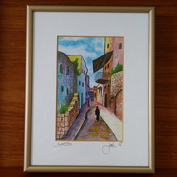 Lavi G Other - 'Safed' Israel Framed Signed Art Print Lavi G.